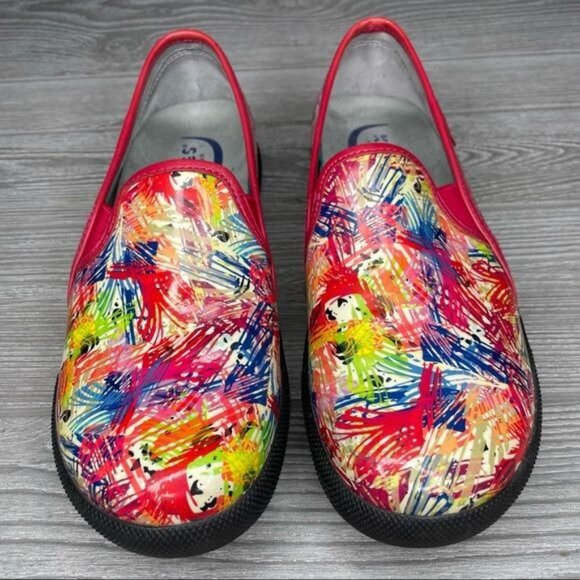 Firework paint splatter design klogs clogs flat shoes work slip resistant slip o - Picture 6 of 7